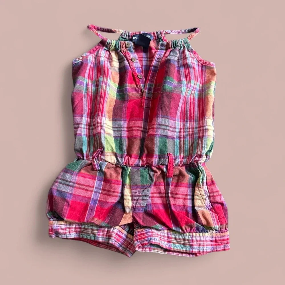 Ralph Lauren Girls 2/2T Plaid Sleeveless Romper